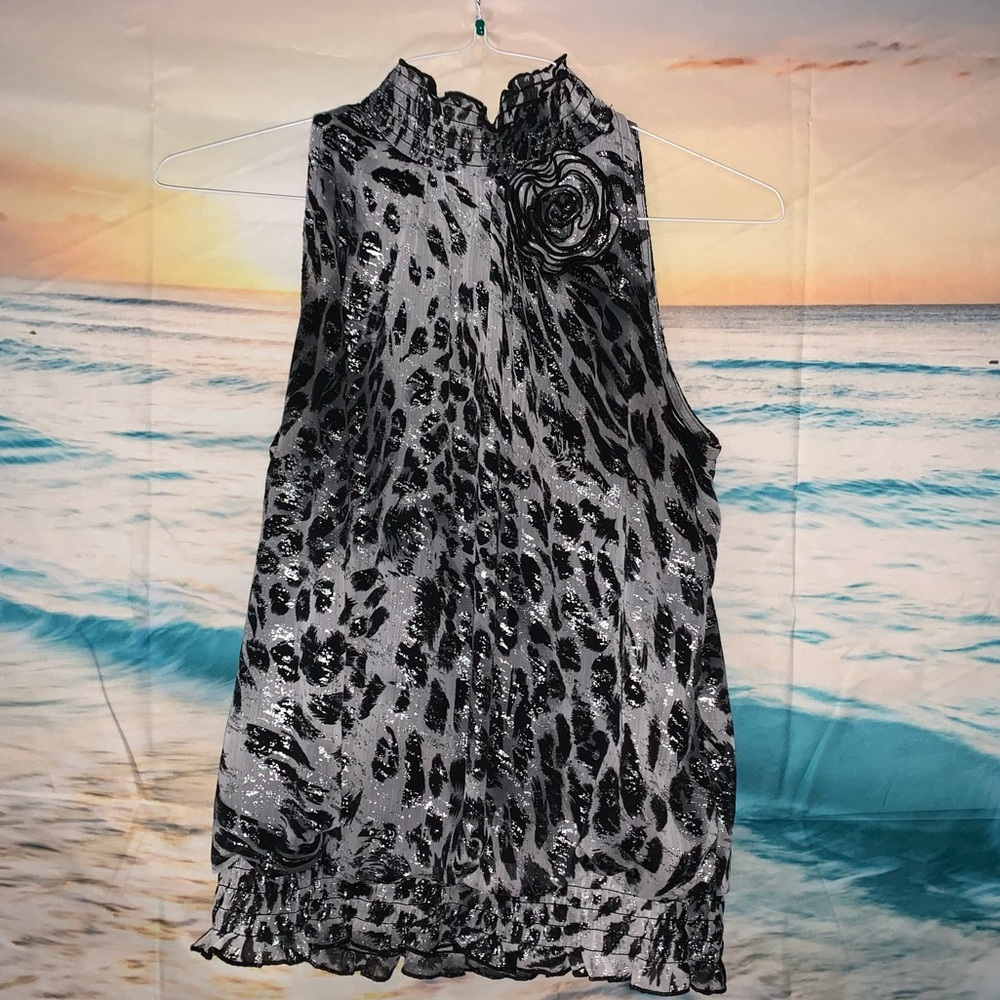 Leopard Print Sleeveless Blouse